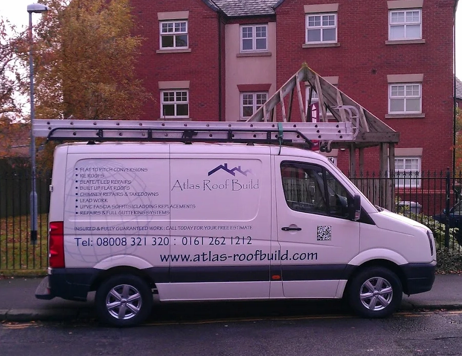 Atlas Roofing and Building Services van in Sale, Manchester